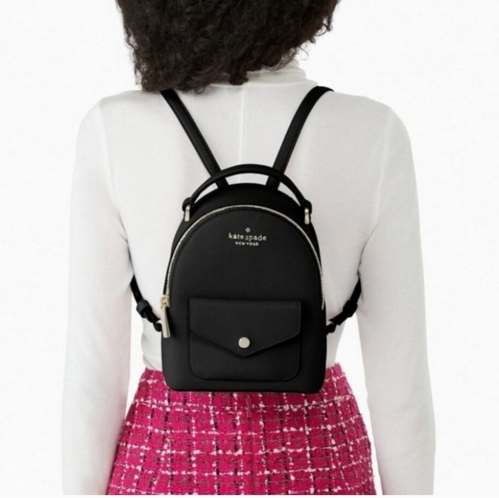 Kate Spade New York Black Saffiano Leather Schuyler Mini Backpack - Picture 2 of 10